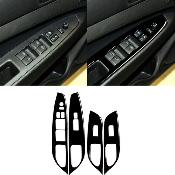 4X Armrest Window Rise Lift Down Control Switch Door Lock Panel Cover Trim for Infiniti G25 G35 G37 Black Decorative Stickers