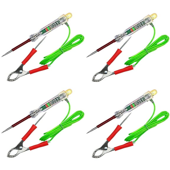 4X Automotive LED Circuit Tester 6-24V Test Light with Dual Probes 47 Inch Antifreeze Wire Alligator Clip for Testing