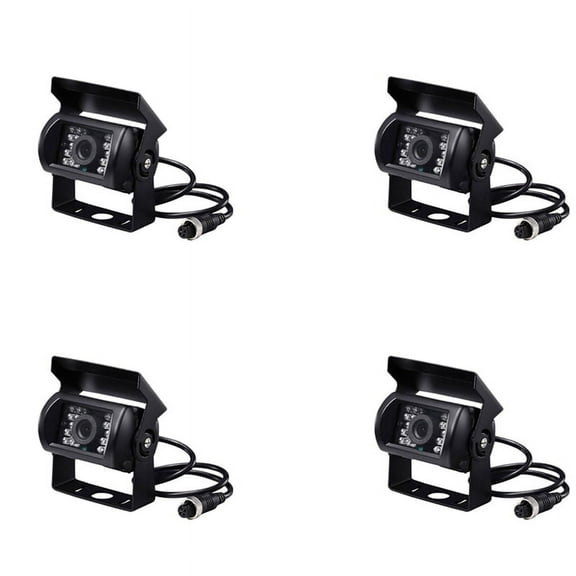 4X Aviation Head Car Rear View Monitor Upgrade 700Tvl Ccd 18 Ir Leds Reversing Camera 12/24V for Truck Caravan Bus,4 x vision camera,black