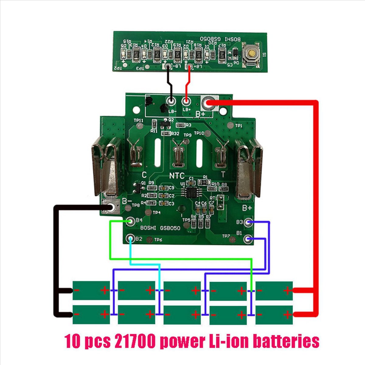 4X BAT618 Battery Plastic Case Can Be Filled with 10 X 21700 Li-Ion ...