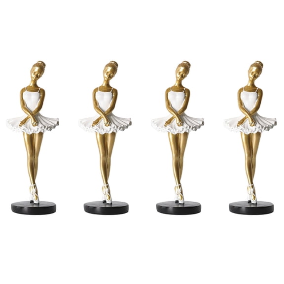 4X Ballet Dancer Ornament,Dancing Girl Statue, Art Ornaments,Decor Elegant for Bedroom Desktop Windowsill Room B
