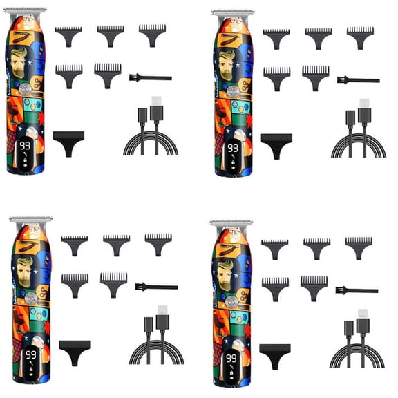 4X Barber Hair Clipper Rechargeable Graffiti Electric Finish Cutting Machine Beard Trimmer Shaver