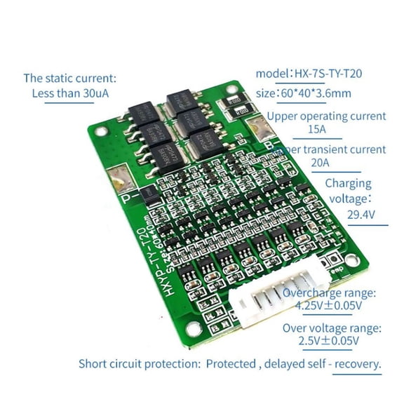 4X Battery Protection Board Balance 29.4V 7S 20A Lithium 18650 Protection Board