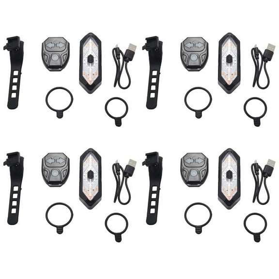 4X Bike Turn Signals Remote Control Bicycle Direction Indicator LED Rear Light USB Rechargeable Cycling Taillight