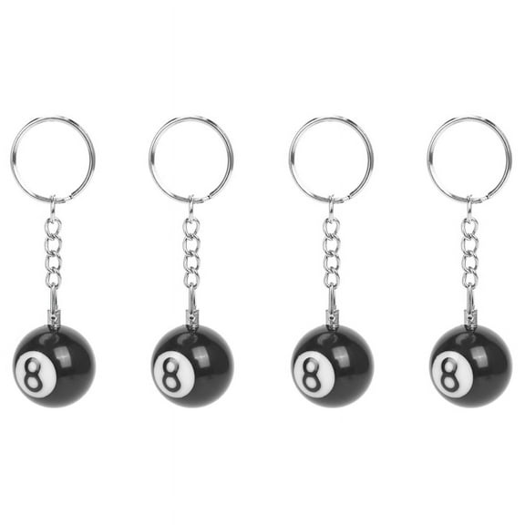 4X Billiard Ball Key Chain Ring Happy No. 8