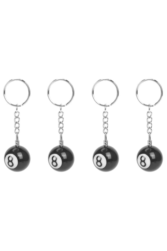 4X Billiard Ball Key Chain Ring Happy No. 8