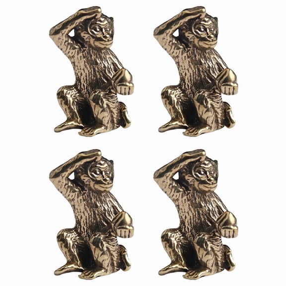 4X Bronze Mini Monkey Statue Monkey Statue Landscape Accessories, Tea Table, Desk Antique Small Bronze Ware