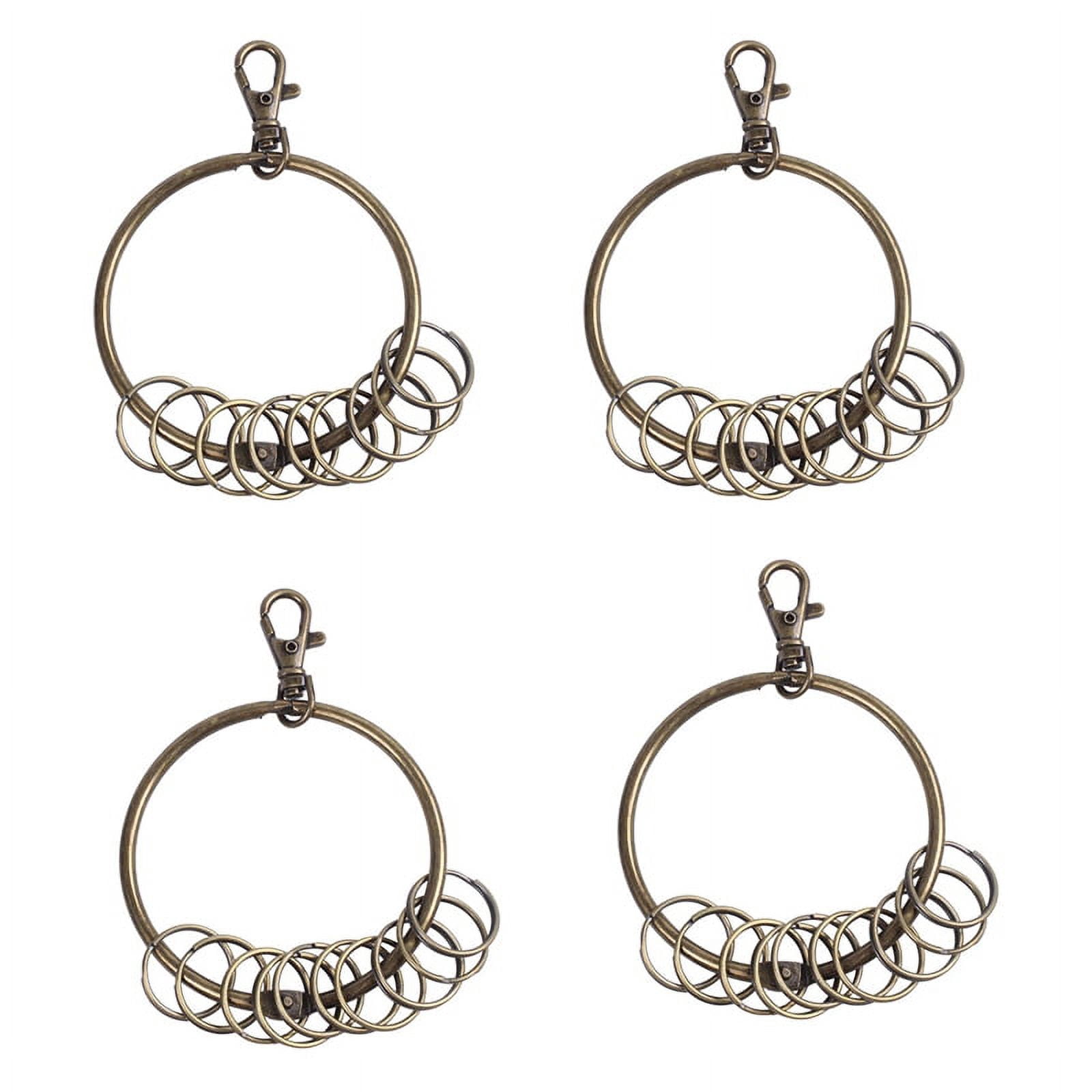 4X Bronze Tone Carabiner Prisoner Keyring 10 Loops Key Chain Ring 7.6cm ...