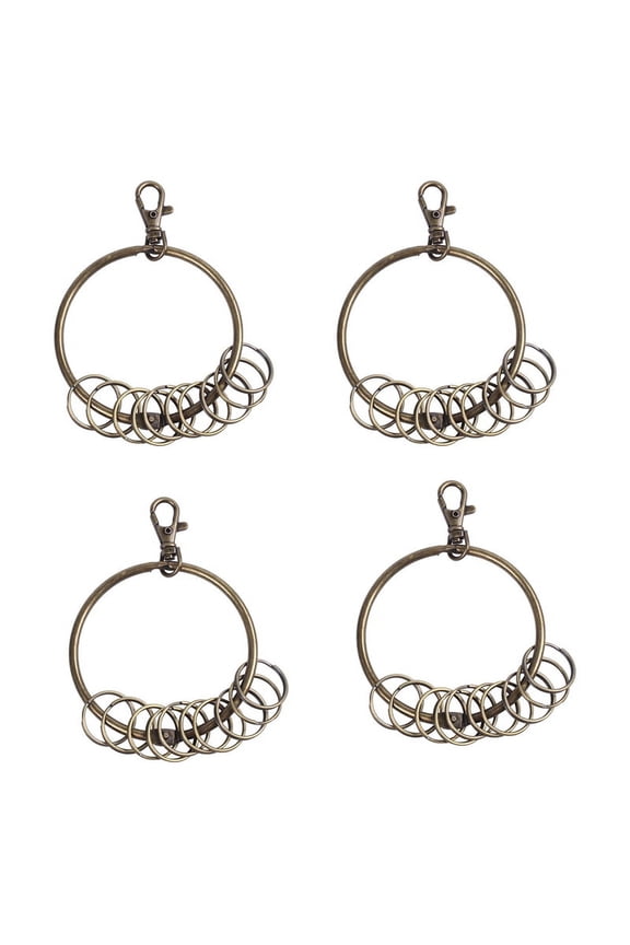 4X Bronze Tone Carabiner Prisoner Keyring 10 Loops Key Chain Ring 7.6cm