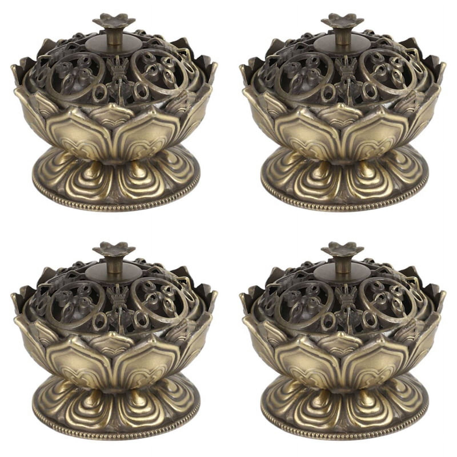 4X Buddha Incense Burner Lotus Flower Incense Holder Handmade Censer for Buddhist Home Office Decoration
