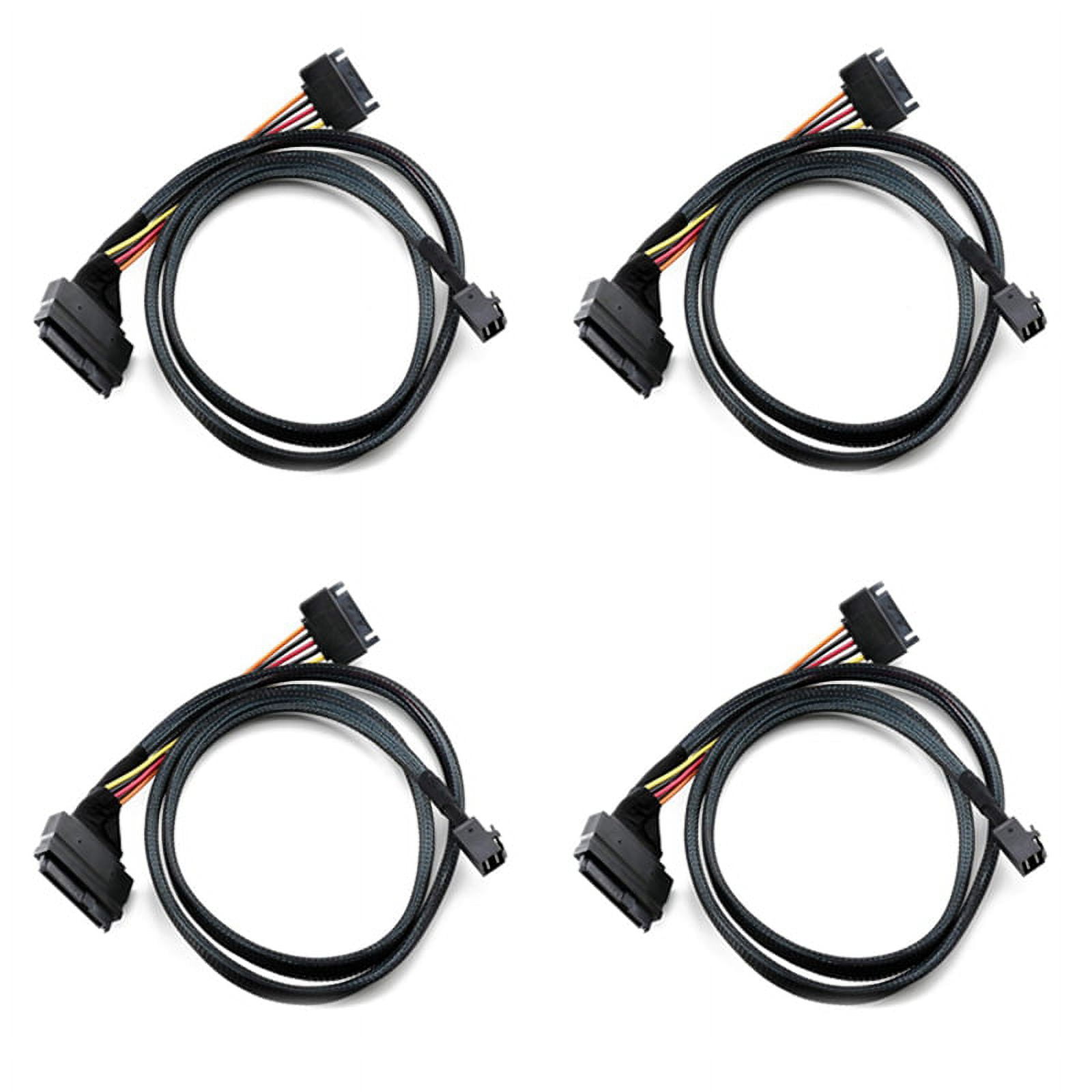 4X Built-in 12G Mini SAS HD to U.2 / SFF-8643 to SFF-8639 Cable 0.5M with 15-Pin SATA Power Supply, Suitable for U.2 SSD