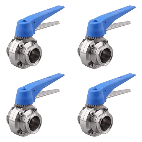 4X Butterfly Valve with Trigger Handle Stainless Steel 304 Tri-Clamp (1.5 Inch Tri Clamp Butterfly Valve)