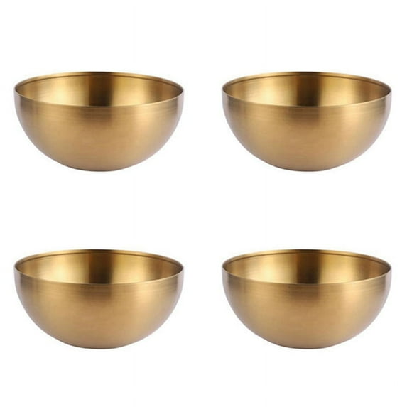 4X Capacity Stainless Steel Salad Bowls Korean Soup Rice Noodle Ramen Bowl Kitchen Food Container,Gold,15X7CM