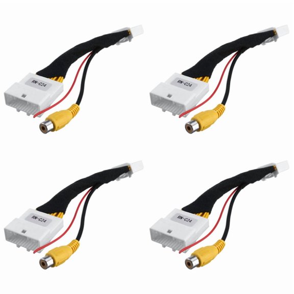 4X Car 24Pin Video Input Switch Reverse Parking Camera Adapter Cable for Stepway Vivaro Sandero 4,4 x Adapter Cable,Black