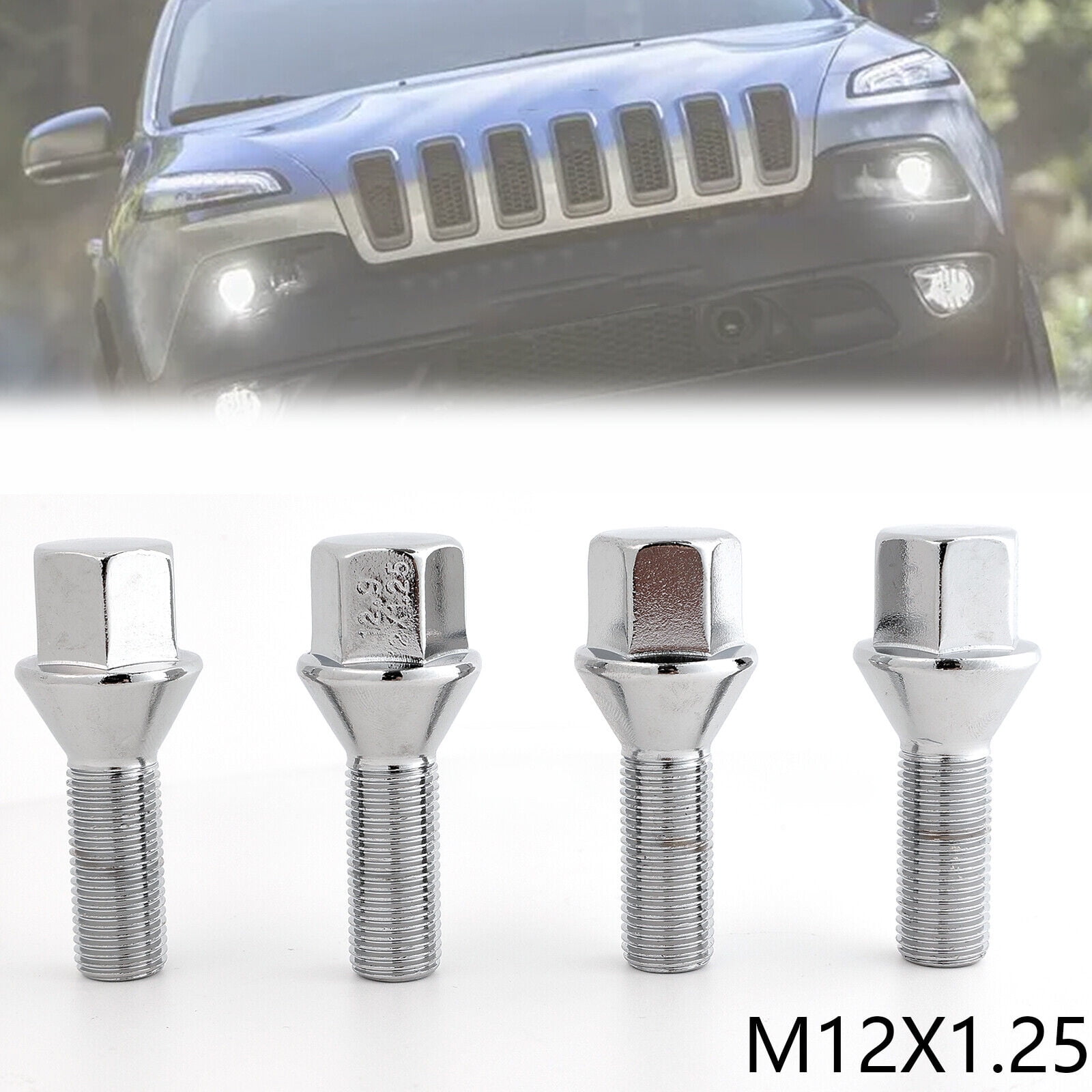 4X Car M12 X1.25 Wheel Lug Bolts 28mm For Jeep Renegade Cherokee