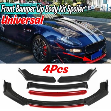 ZXMT Vivid Red & Black Front Bumper Lip Splitter – 4-Piece Universal Body Kit