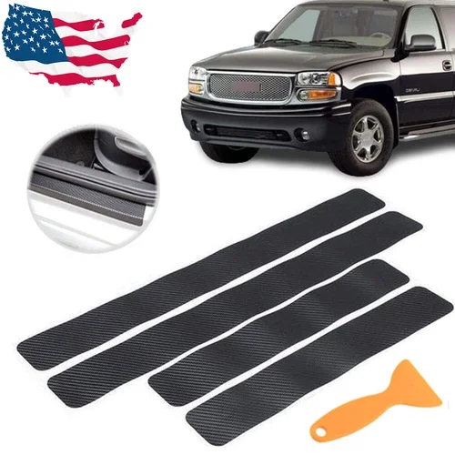 4X Carbon Fiber Car Door Plate Sill Scuff Cover Anti Scratch Sticker Accessories