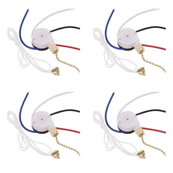 4X Ceiling Fan Switch Kit 3 Speed 4 Wire, Fan Switch Zipper Speed Control Switch, ZE-208S Pull Wire Switch Gold