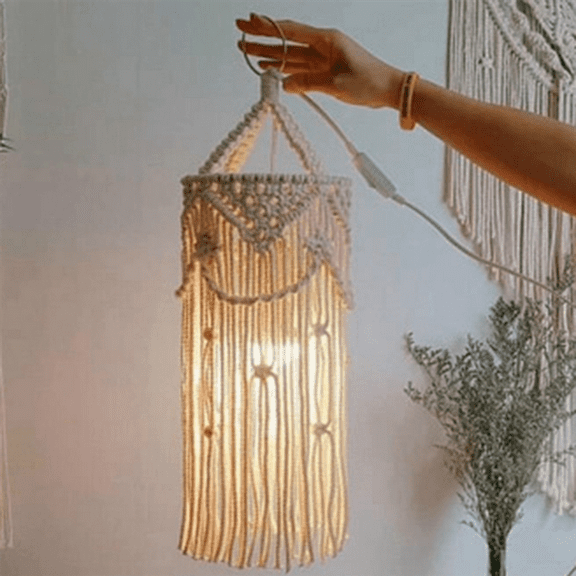 4X Chandelier Boho Decor Hand-Woven Charm Macrame Wall Hanging Bunk Lamp Shade Mandala