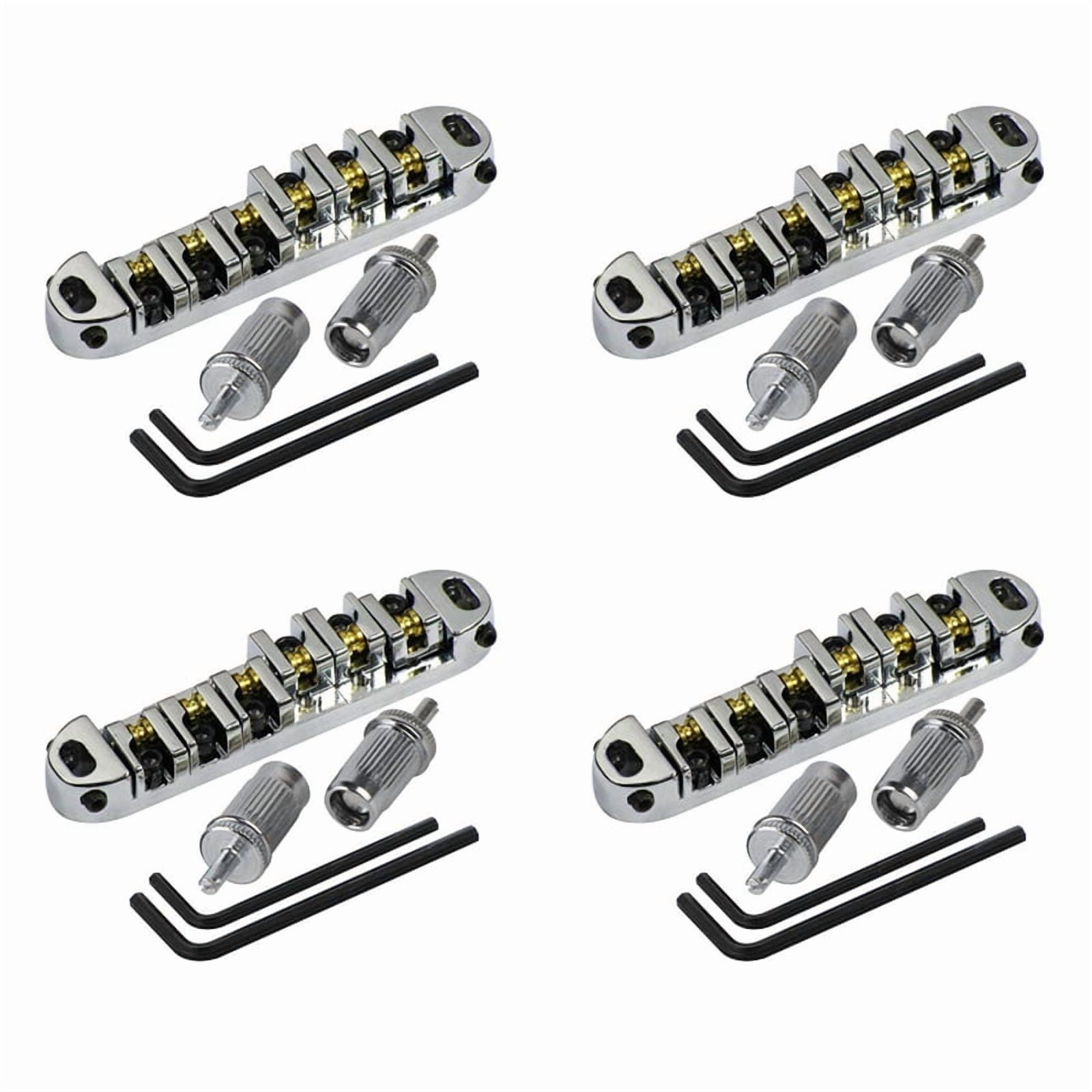 4X Chrome Metal Plated Roller Saddle Tune-O- Bridge for Style Electric Guitar Replacement