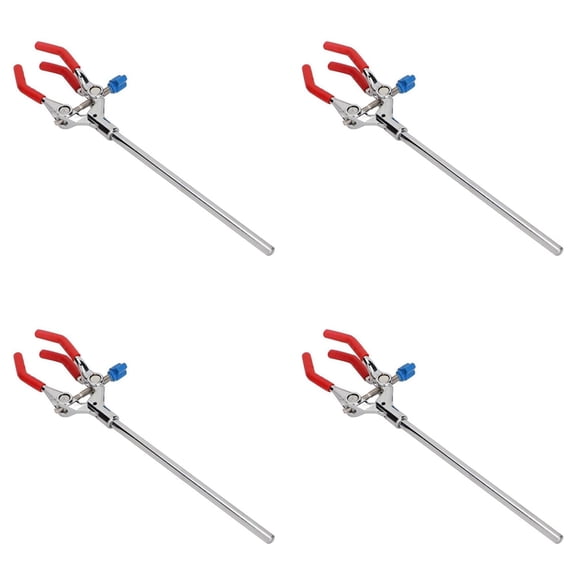 4X Clamp 28cm 3 Finger Style Rubber-Coated Laboratory Clamp Multifunctional Condenser Beaker Extension Clamp