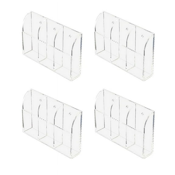 4X Clear Acrylic Remote Control Holder Wall Mount Media Organizer Storage Box (Three Compartments)
