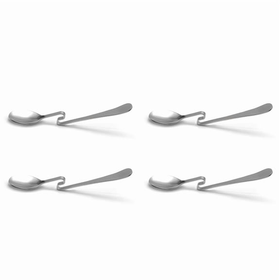 4X Cute Curved Spoon Teaspoon Condiment Drink Hanging Tea Coffee Dessert Stainless Steel Drink Tableware