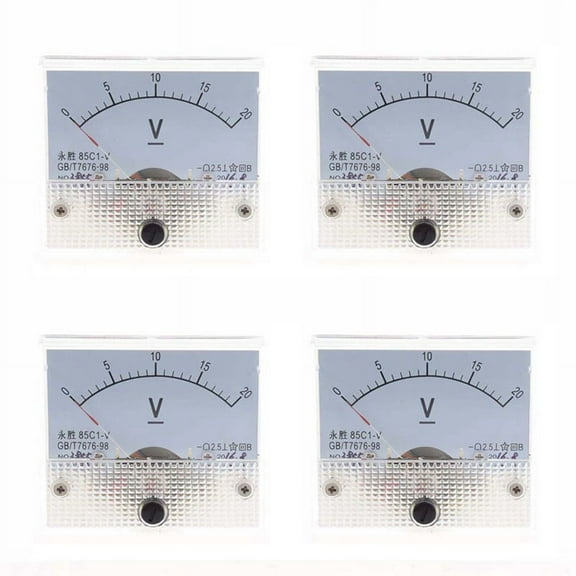 4X DC 0-20V 85C1-V Class 2.5 Voltmeter Analog Volt Panel Meter,4 x DC Voltmeter 8 x Screw Nuts 16 x Washer,white