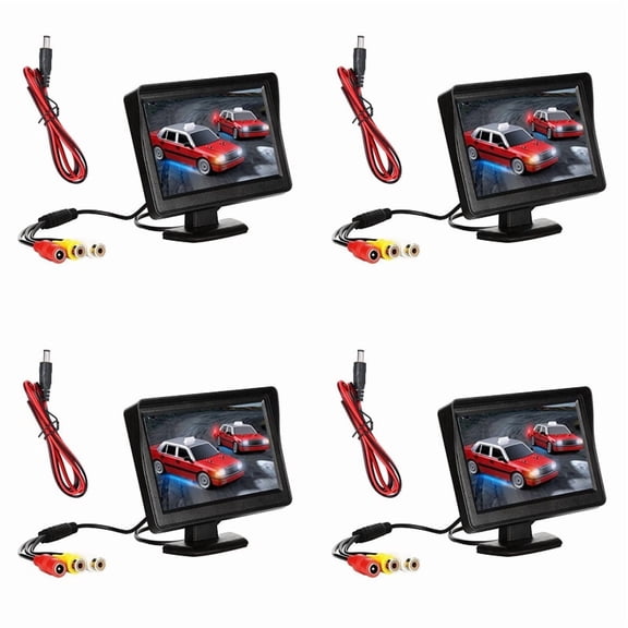 4X DC 9V-24V 4.3 Inch Rearview Monitor Kit TFT LCD Car Rear View Camera Reversing Parking System Monitor Without Camera