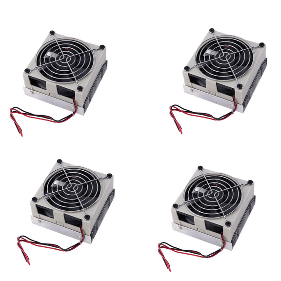4X DIY Thermoelectric Cooler Cooling System Semiconductor Refrigeration System Kit Heatsink Peltier Cooler for 10L Water,4 x Refrigeration System Kit,Silver&Blue