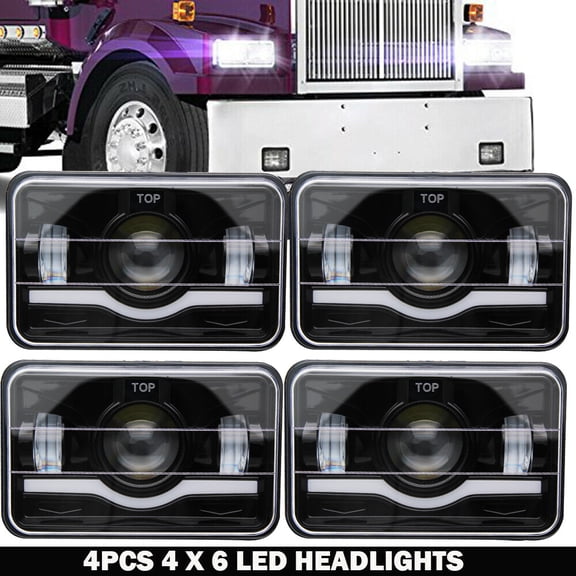 4X DOT Approved 4x6" 120W LED Headlights DRL for Peterbilt Kenworth Freightliner