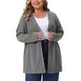 thumbnail image 1 of DARING DIVA Women's Plus Open Front Long Sleeve Lightweight Cardigans 4X Dark Grey, 1 of 6