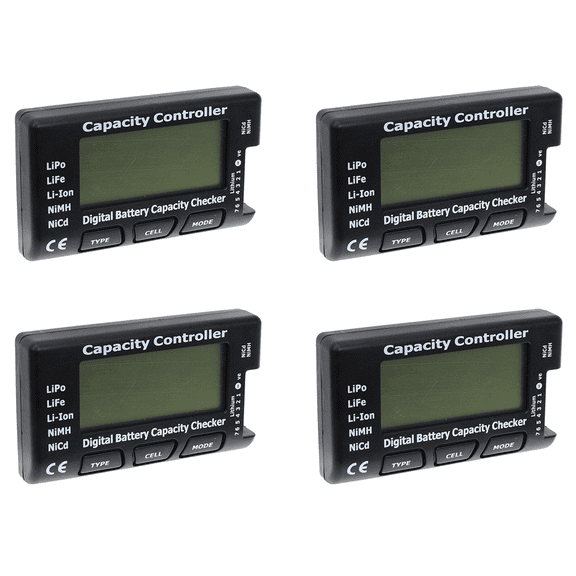 4X Digital Battery Capacity Checker RC CellMeter 7 Cellmeter-7 Li-Ion NiMH Nicd with Balance Function,4 x Battery Capacity Checker,Black