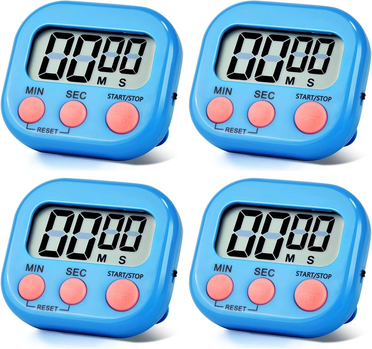 4X Digital Kitchen Timer Magnetic On/Off Switch Minute Second Count Up ...