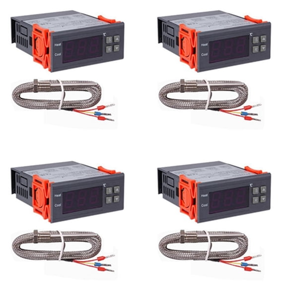 4X Digital Temperature Controller -99-400 Degree PT100 M8 Probe Thermocouple Sensor Embedded Thermostat 220V Switch