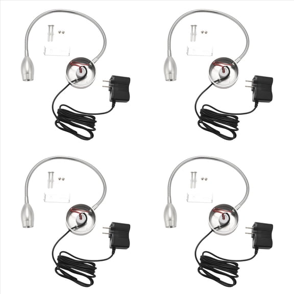 4X Dimmable Reading Lamp, Bed Lights with Plug Wired for Bedroom Bedside, Flexible Gooseneck Book Light, US Plug,4 x Reading Lamp,silver