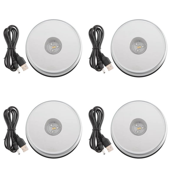 4X Display Turntable Base for Crystals Glass Art,LED Colored Rotating Crystal Display Base Stand with USB Cable