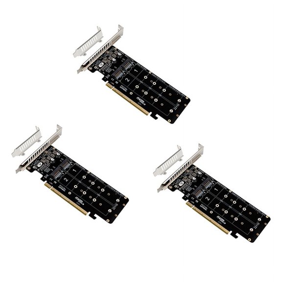 4X Double-Sided 4-Disk NVME Card PCIeX16 to M.2 M-Key NVMEx4SSD 2U Server Array Expansion Adapter Split Card