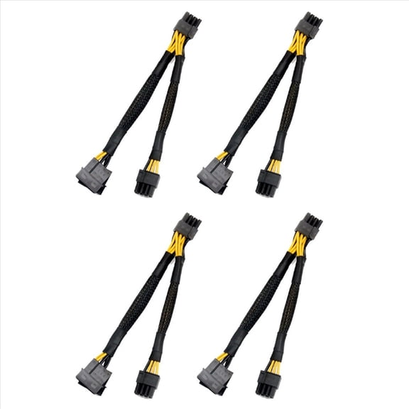 4X Dual 4Pin IDE Molex to GPU Dual 8Pin(6+2)Pin Power Supply Cable PCI-E PCI Graphics Video Display Card Adapter,4 x Dual 4-pin Molex to Dual 8(6+2) cable,Black