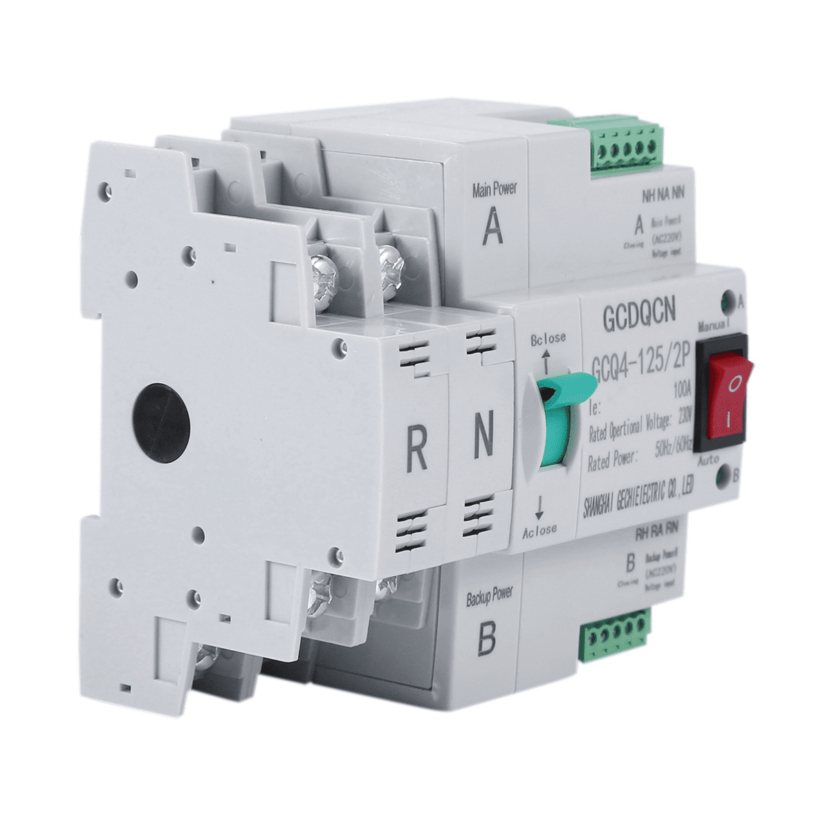 4X Dual-Power Automatic Transfer Switch 2P 100A Household 35mm Rail Installation,4 * Automatic Transfer Switch,white
