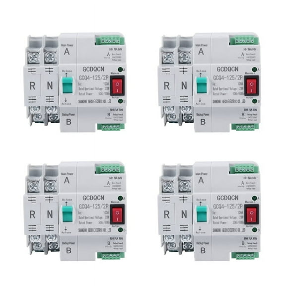 4X Dual-Power Automatic Transfer Switch 2P 100A Household 35mm Rail Installation
