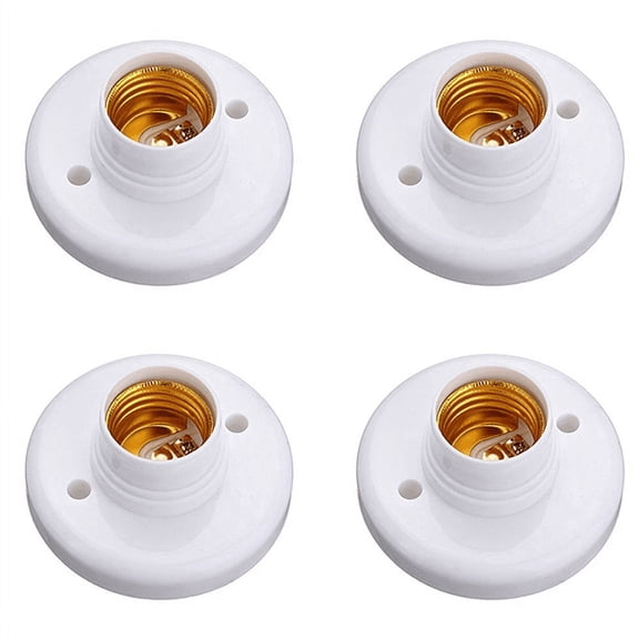 4X E27 Round Base Screw Light Bulb Lamp Socket Holder White