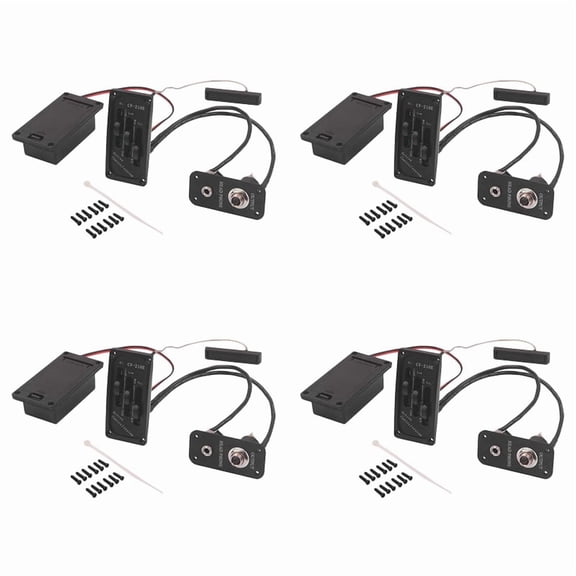4X Electric Violin Pickup Piezo Preamp Accessory with Active Tone System Brass