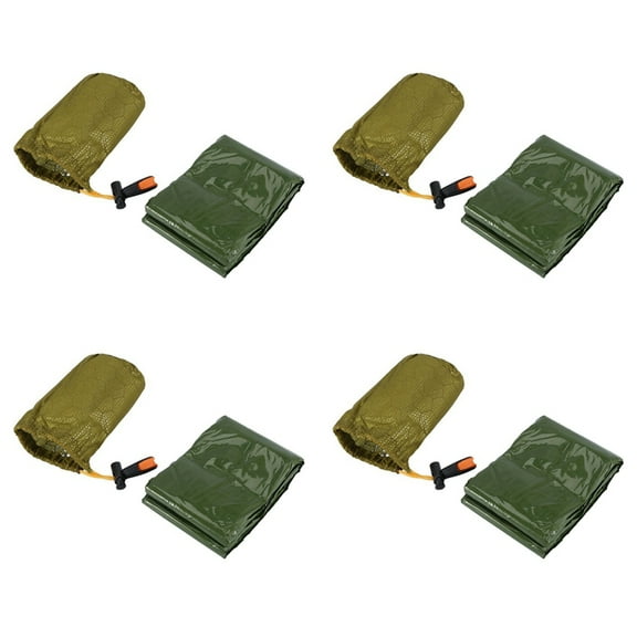 4X Emergency Sleeping Bag Bivy Sack with Whistle Outdoor Survival Sleeping Bag Thermal Blanket for Camping Backpacking