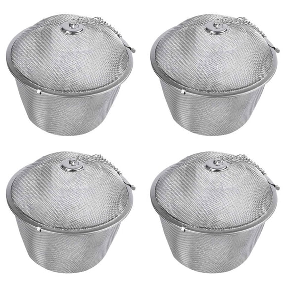 4X Extra Large Stainless Steel Twist Lock Mesh Tea Ball Tea Infuser with Hook Chain,4 x tea strainer,As shown