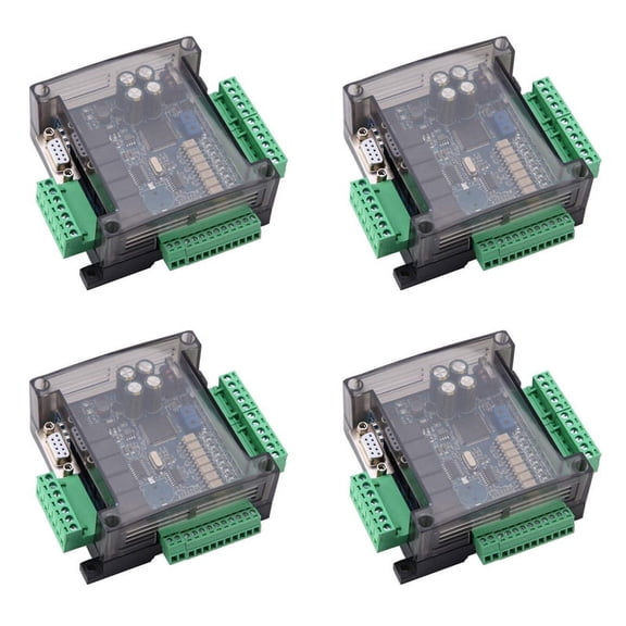 4X FX3U-14MR PLC Industrial Control Board 8 Input 6 Output Programmable Control Relay Output, 24 V PLC Control,4 * PLC Industrial Control Board,Green&black