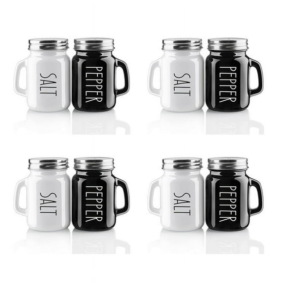 4X Farmhouse Salt and Pepper Shakers Set, 4 Oz Cute Salt Pepper Shaker, Modern Farmhouse Kitchen Decor
