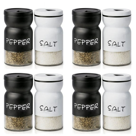 4X Farmhouse Salt and Pepper Shakers Set with Adjustable Lids, Decor, Cute Shaker Set