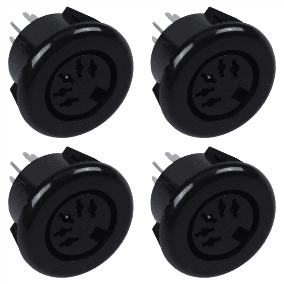4X Female 5 Pin DIN Plug Panel Mounted Keyboard Cable Connector Adapter,4 x DIN 5 Pin Socket Adapter,Silver Tone & Black