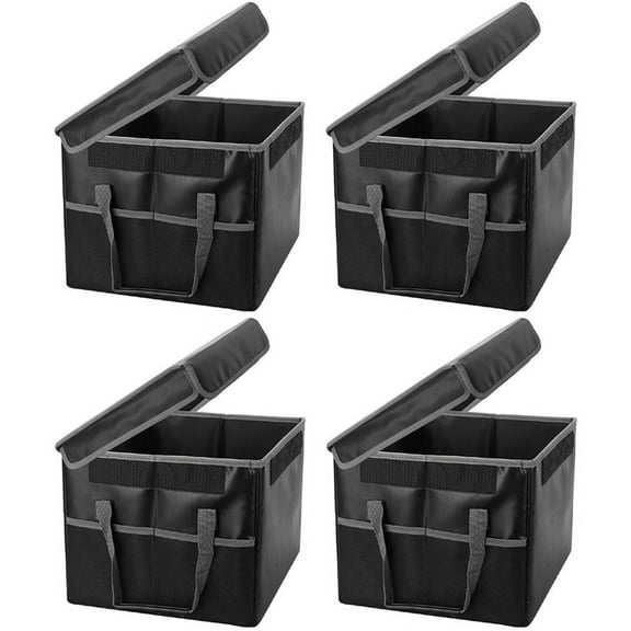 4X Fireproof File Box File Storage Box,Fireproof Storage File Cabinet with Lock,Portable Office Box,4 x Fireproof file storage box,black